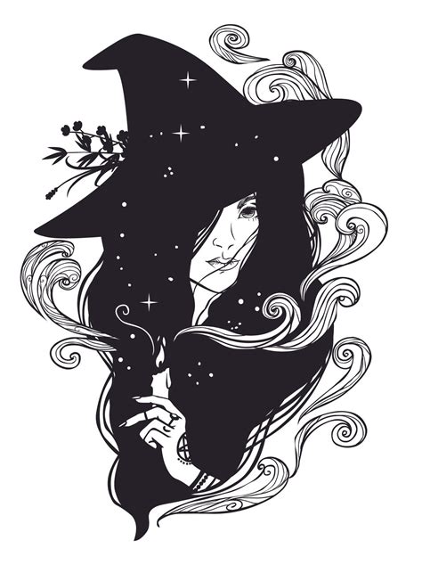 The impact of black and white contrast in witch illustrations